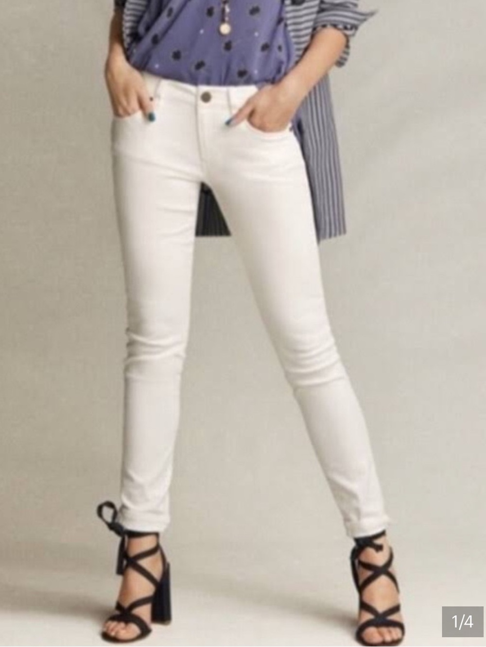 CAbi Slimmie Off-White Denim Jeans 6